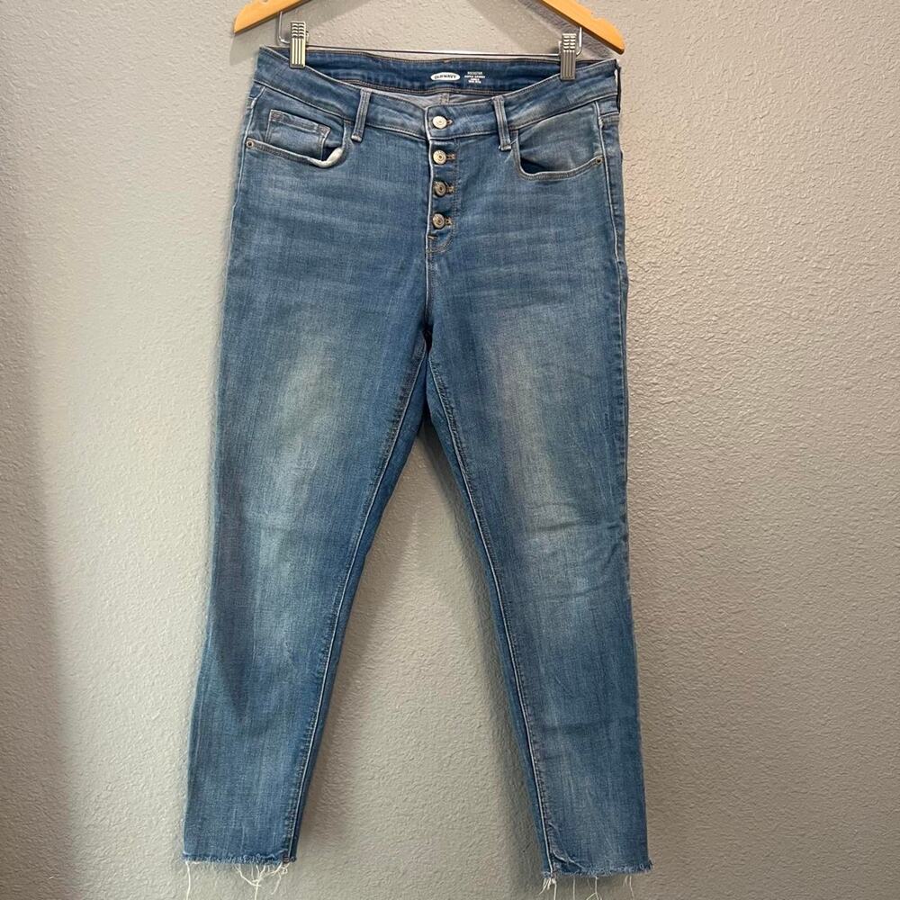 Old Navy High Rise Skinny Jeans Button Fly Raw Hem 12